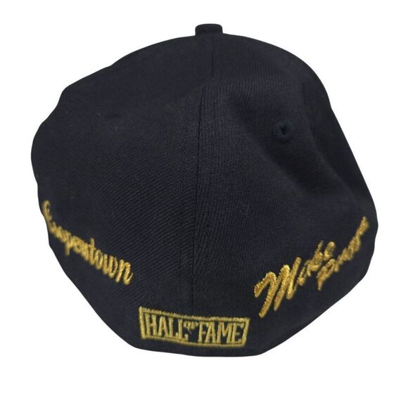 Hall Of Fame Mike Piazza Cooperstown Cap Hat Black Gold Embroidery - Picture 3 of 8